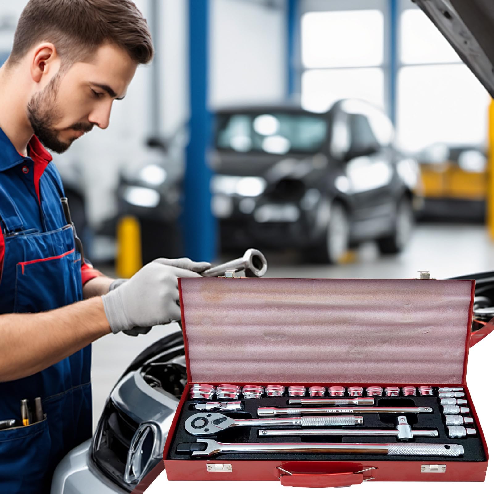 Autowerkzeuge 24-Teiliges Reparaturset Für Fahrzeuge | Robustes Tragbarer Schraubenschlüssel Für Straße Reise Camping Zweirad Reifen
