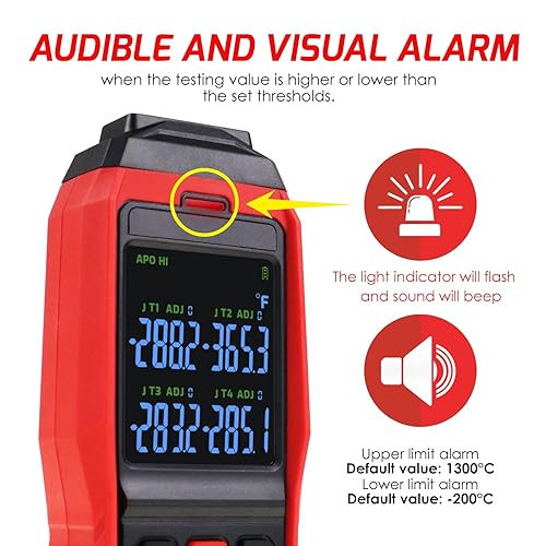 Miniatura 4 de Termómetro de termopar Registrador de datos, 4 canales, termómetro digital tipo K con 5000 grupos, grabación de temperatura programable, rango de