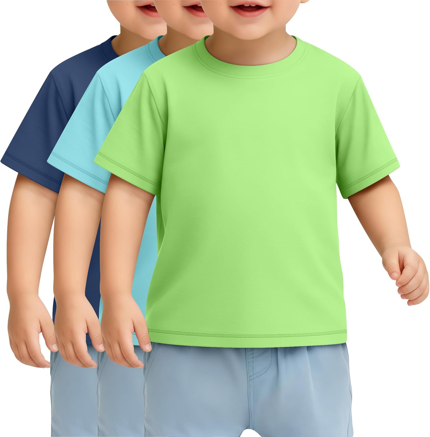 Oakgarden 3 Pack Baby Boys' Short Sleeve T-Shirts 18M-5T Toddler Crewneck Loose Casual Basic Tees Infant Pullover Summer Tops