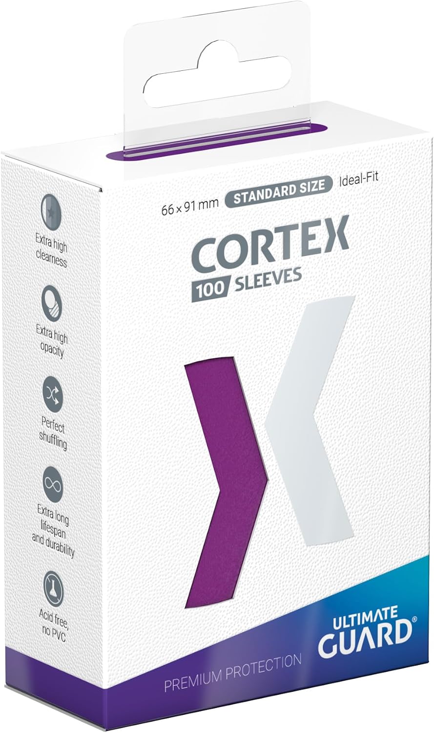Ultimate Guard Cortex Outer Card Sleeves, 100 Standard Size TCG Sleeves, 66 x 91mm, Purple Back, Glossy Finish, No PVC & Acid-Free, High Clarity