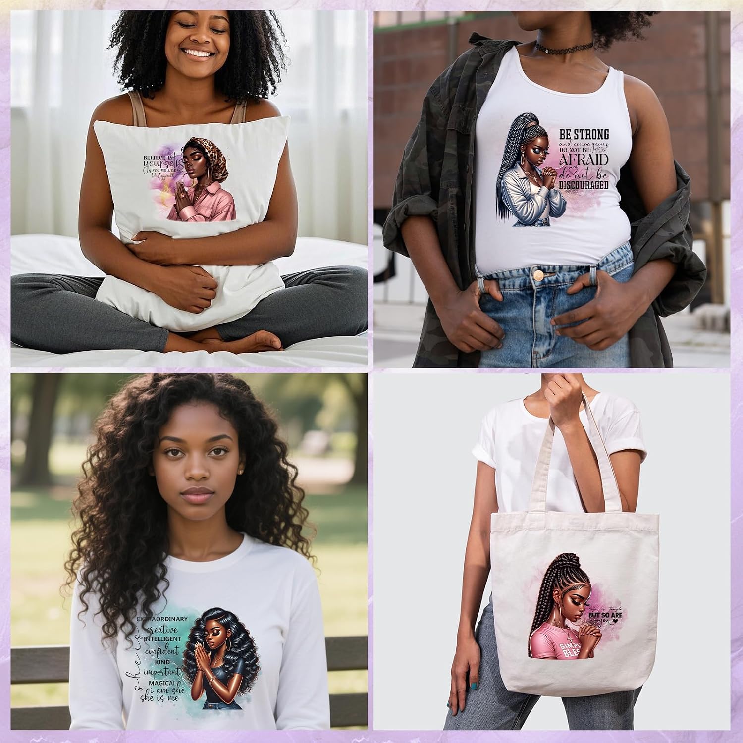 Wxiben Dtf Transfers Ready to Press - 20 Pcs Black Girl Iron on Transfers for T-Shirts Black Women Christian Heat Transfer Vinyl Stickers African American Women Iron on Decals for Clothes DIY Craft