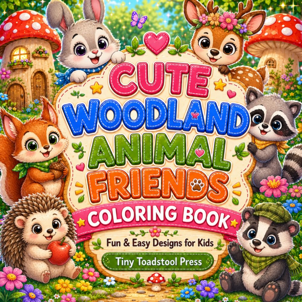 Cute Woodland Animal Friends Coloring Book: Fun & Easy Designs for Kids (Tiny Toadstool Press Activity Collection)