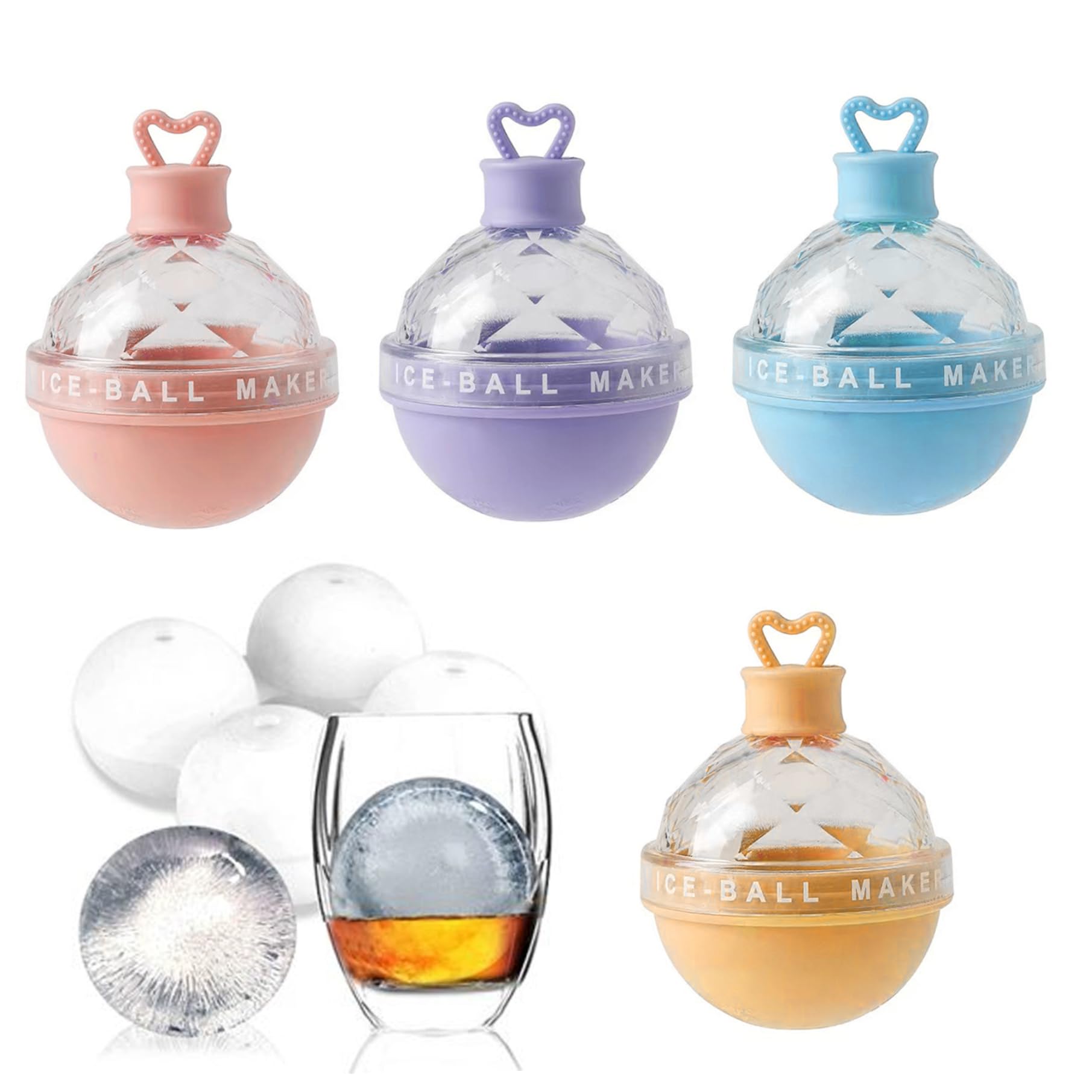 Rouloudun Ice Ball Maker Mold Light Bulbs Ice Molds Silicone Whiskey Ice Ball Maker Bulb Ice Hockey Mold for Cocktail Coffee Juice 4PCS