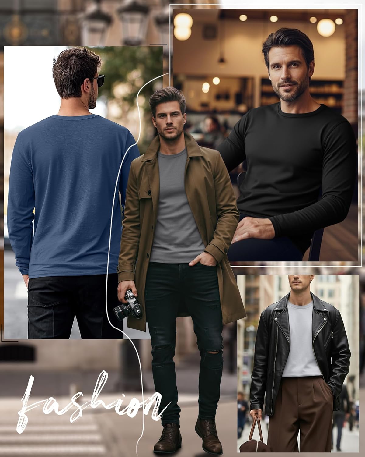 August Alley 4 Pack Men's Big and Tall Cotton Shirts L-7xl, Long Sleeve Oversized Tops Loose Casual Large T-Shirts Basic Tee