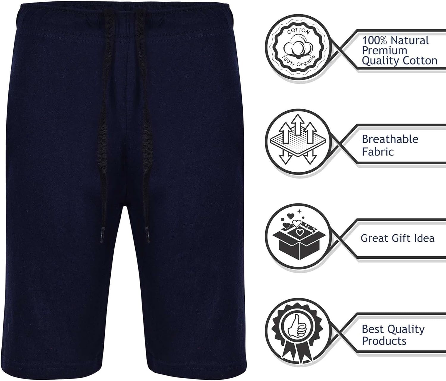 A2Z 4 Kids Boys Shorts 100% Cotton Casual Shorts Knee Length - Shorts S07 Navy/Royal 2 Pack 5-6
