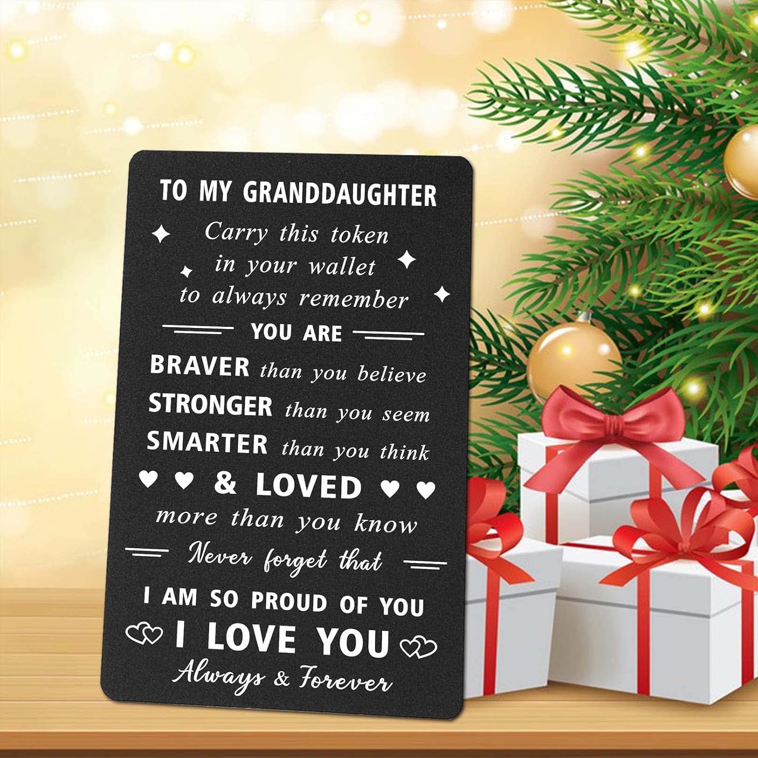 ENGZHI Granddaughter Wallet Card - So Proud of You - Teen Girls Gifts for Brirthday Christmas Graduation, Granddaughter Present (Pack of 2)