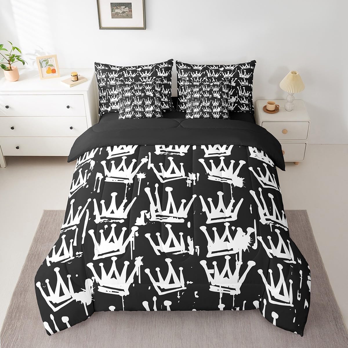 Feelyou Japanese Comforter Set Queen Size 7 Pieces, Boys Girls Japan Fuji Mountain Bedding Set for All Season, Women Men Exotic Style Bed in a Bag with Comforter, Sheets, Pillowcases & Cushion Cover
