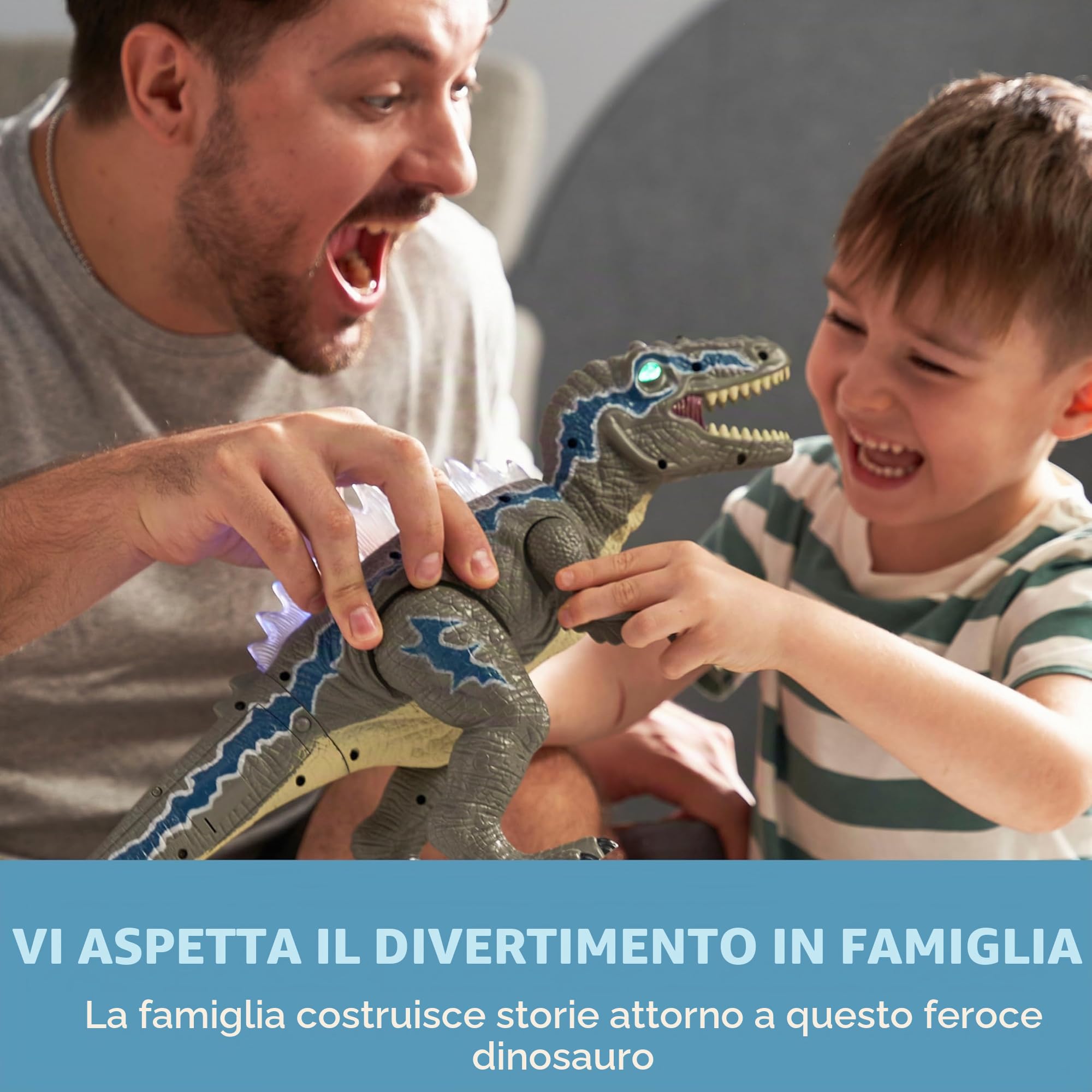 SYNCFUN Giocattoli di Dinosauri Telecomandati per Bambini e Bambine di 3 4 5 6 7 Anni, Giocattoli di Dinosauri T-Rex Realistici che Camminano e Ruggono, Regalo di Compleanno di Natale per Bambini