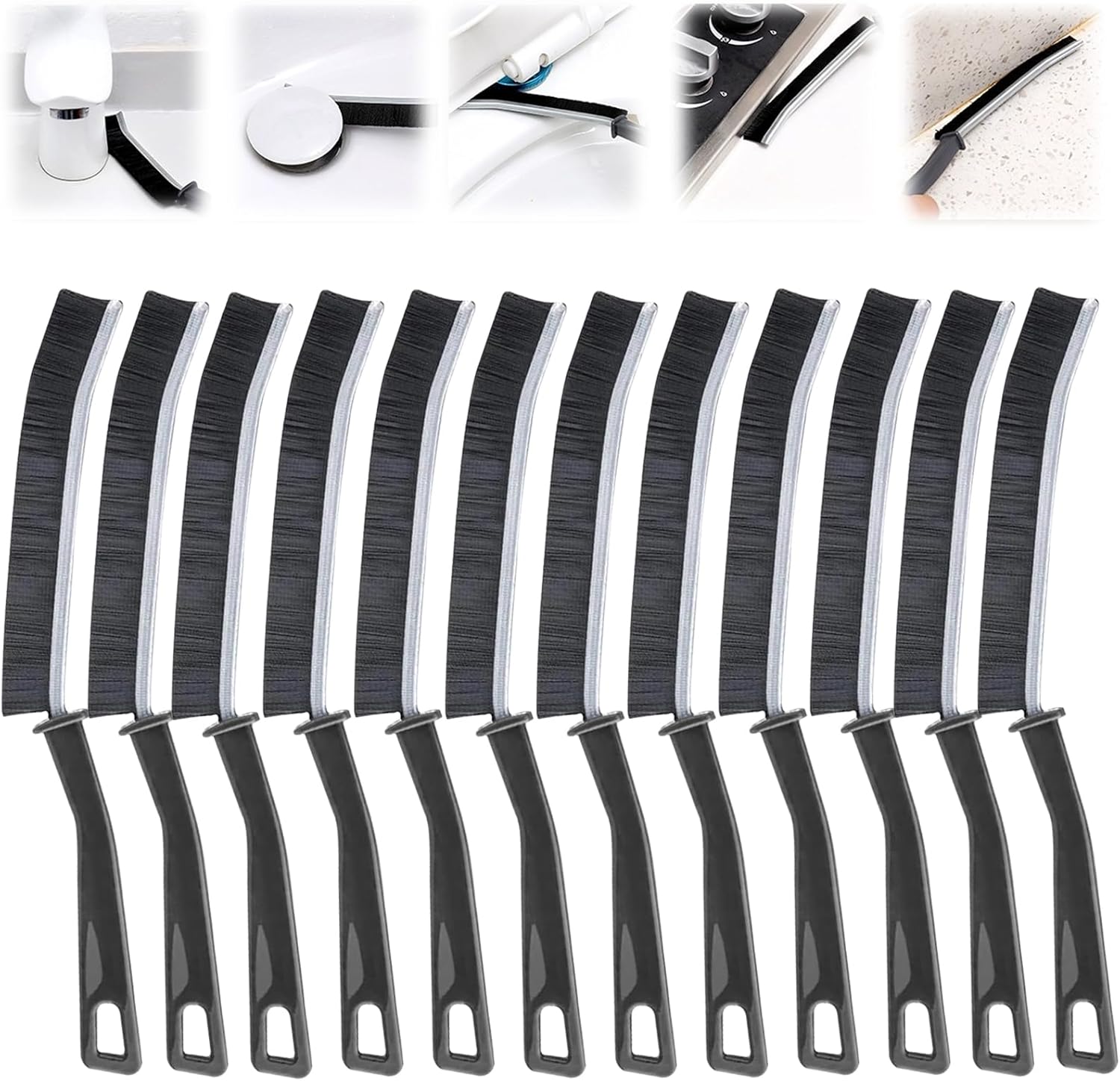 12-Piece Hard Bristle Crevice and Gap Cleaning Brush Set