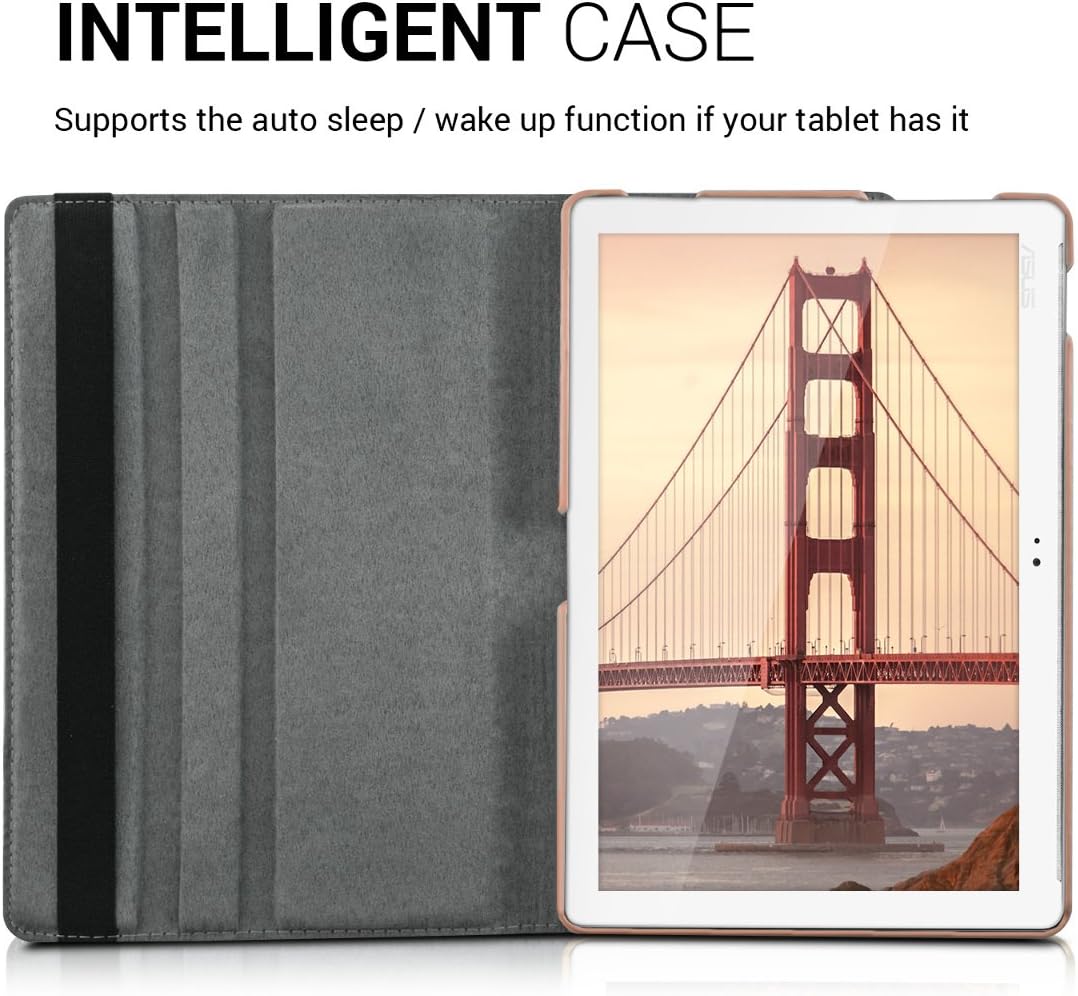 kwmobile Rotating Case Compatible with Asus ZenPad 10 (Z300) - Case PU Leather Tablet Cover with Stand - Rose Gold