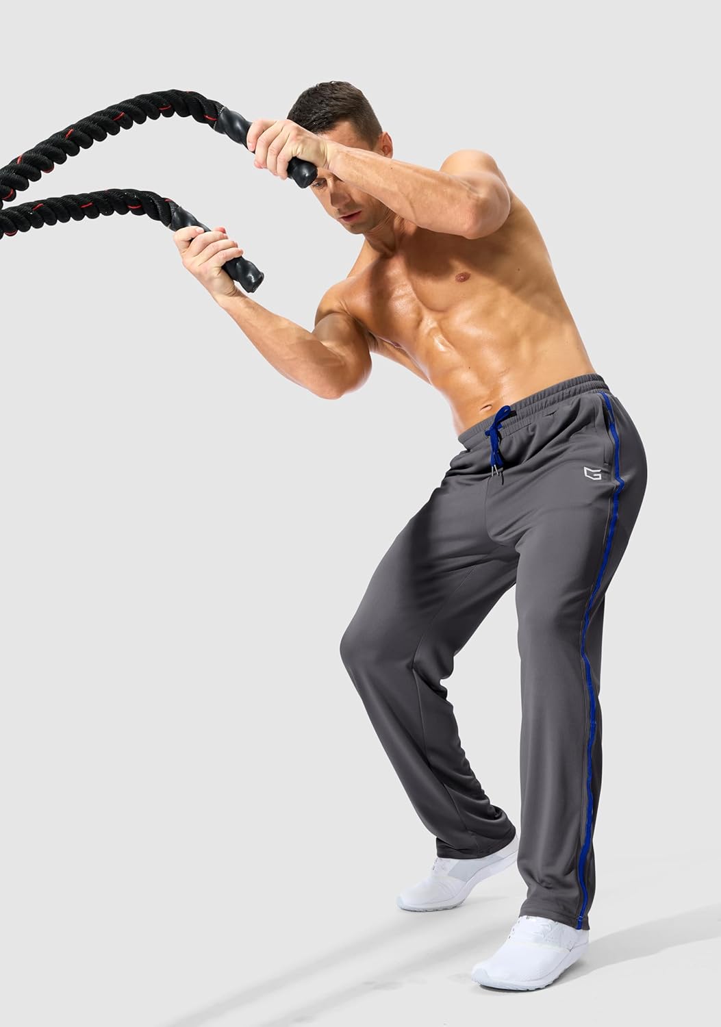 G Gradual Men's Athletic Sweatpants with Zipper Pockets Lightweight Quick Dry Mesh Workout Pants Open Bottom for Casual - Image 7
