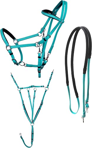 CHALLENGER PVC Endurance 3-Piece Set Halter Bridle Combo Breast Collar Reins 40MIB01TR
