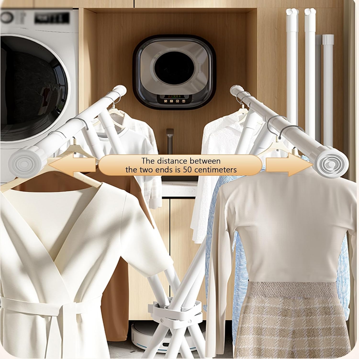 Folding Clothes Drying Rack,Simple Household Clothes Rack for Balcony,Small Floor-Standing Quilt Drying Rack for Bedroom,Load Capacity 110 Lbs(White)