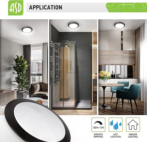 Miniatura 8 de ASD Luces LED de disco de 910 pulgadas  3000 K blanco cálido, 20 W 1500 LM, CRI 90+  Luz de techo regulable de perfil bajo, accesorio de iluminación