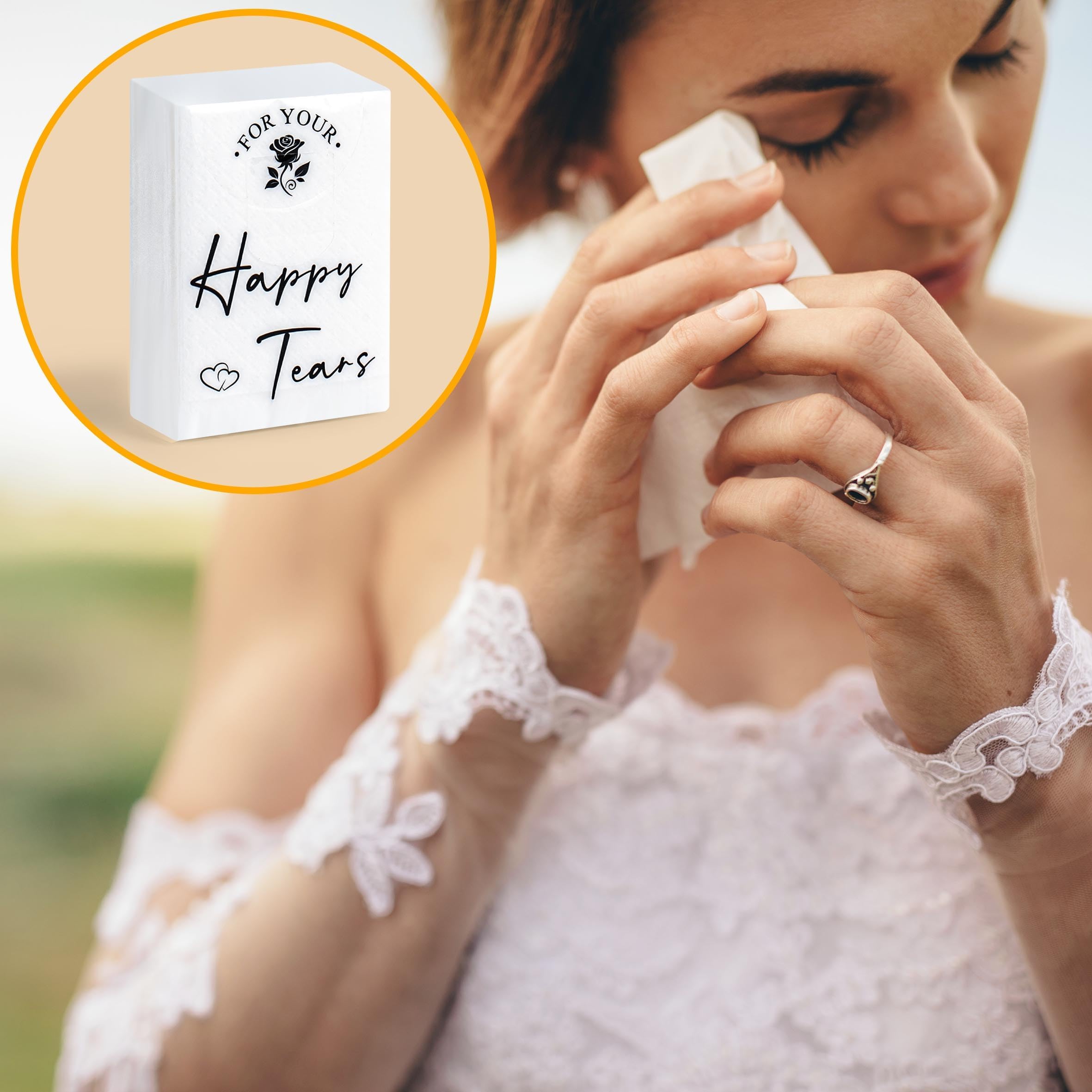 Lesnala Confezione da 120 confezioni di fazzoletti Happy Tears per matrimoni, per le tue lacrime felici, fazzoletti per matrimoni, confezioni di fazzoletti per ospiti, 3 veli, per feste di nozze,
