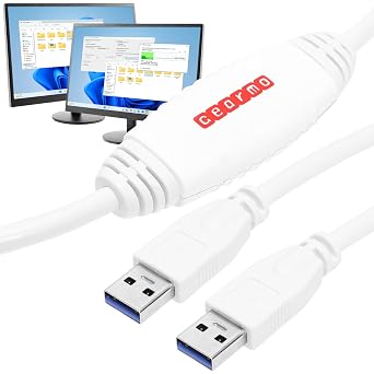 Gearmo PC to PC Data Transfer Cable - 6ft, Unlimited Uses, Built-in Software, No Installation - High Speed USB Data Transfer Between Computers - Supports Windows 11/10/8/7