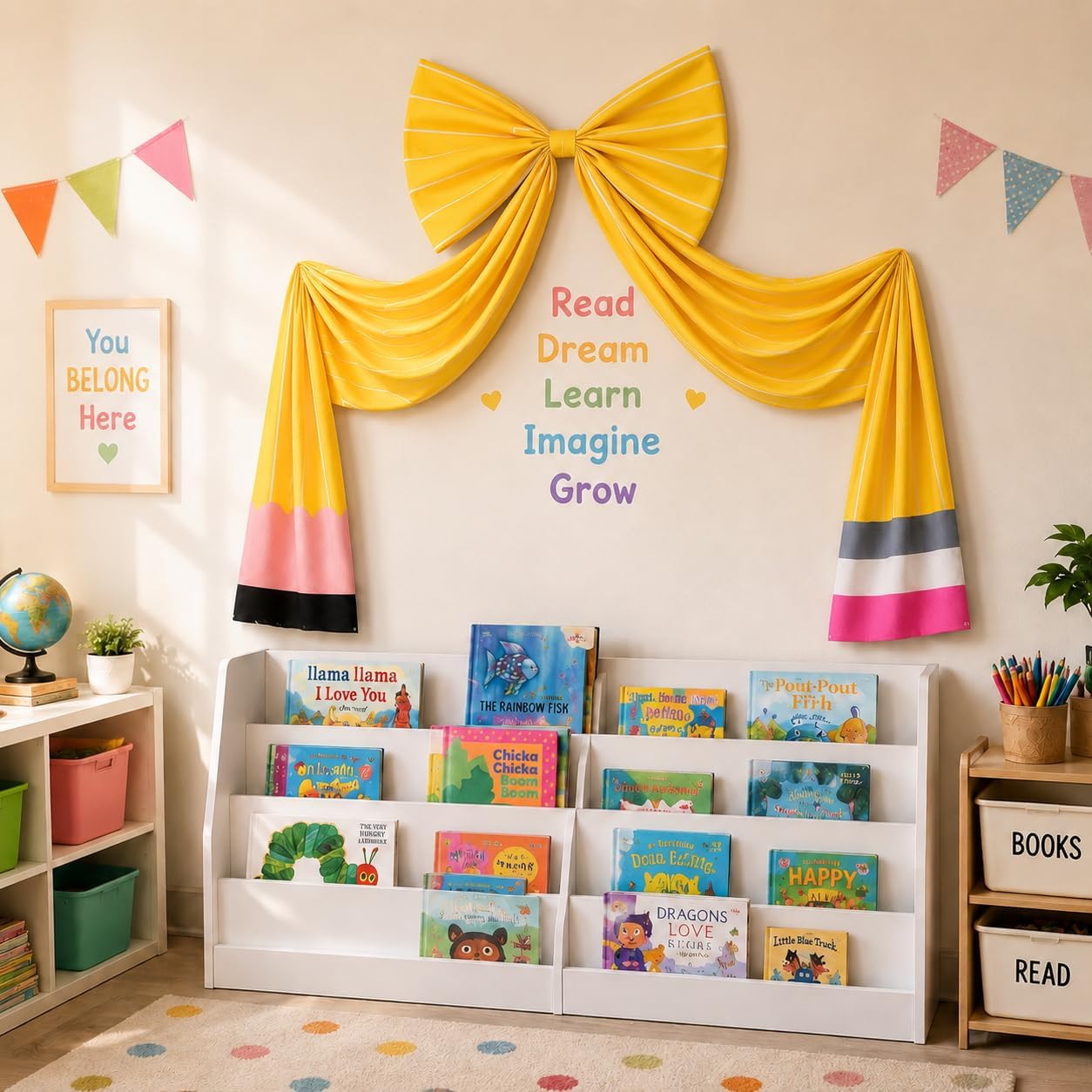 Large Pencil Bow 40x24 in Ribbon Tie Bows Welcome Back to School Pencil Bows Classroom Blackboard Backdrop for First Day of School Art Teacher Classroom Party Supplies