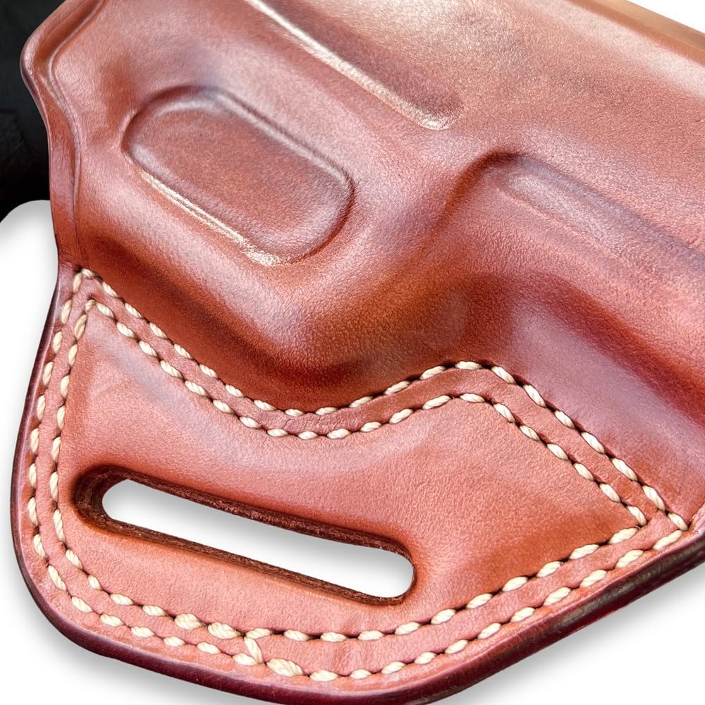 Masc Premium The Ultimate Leather Pancake OWB Belt Holster Open Top Fits TX22 22LR Caliber 4.16-inch, Right Hand Draw, Brown Color #1561#
