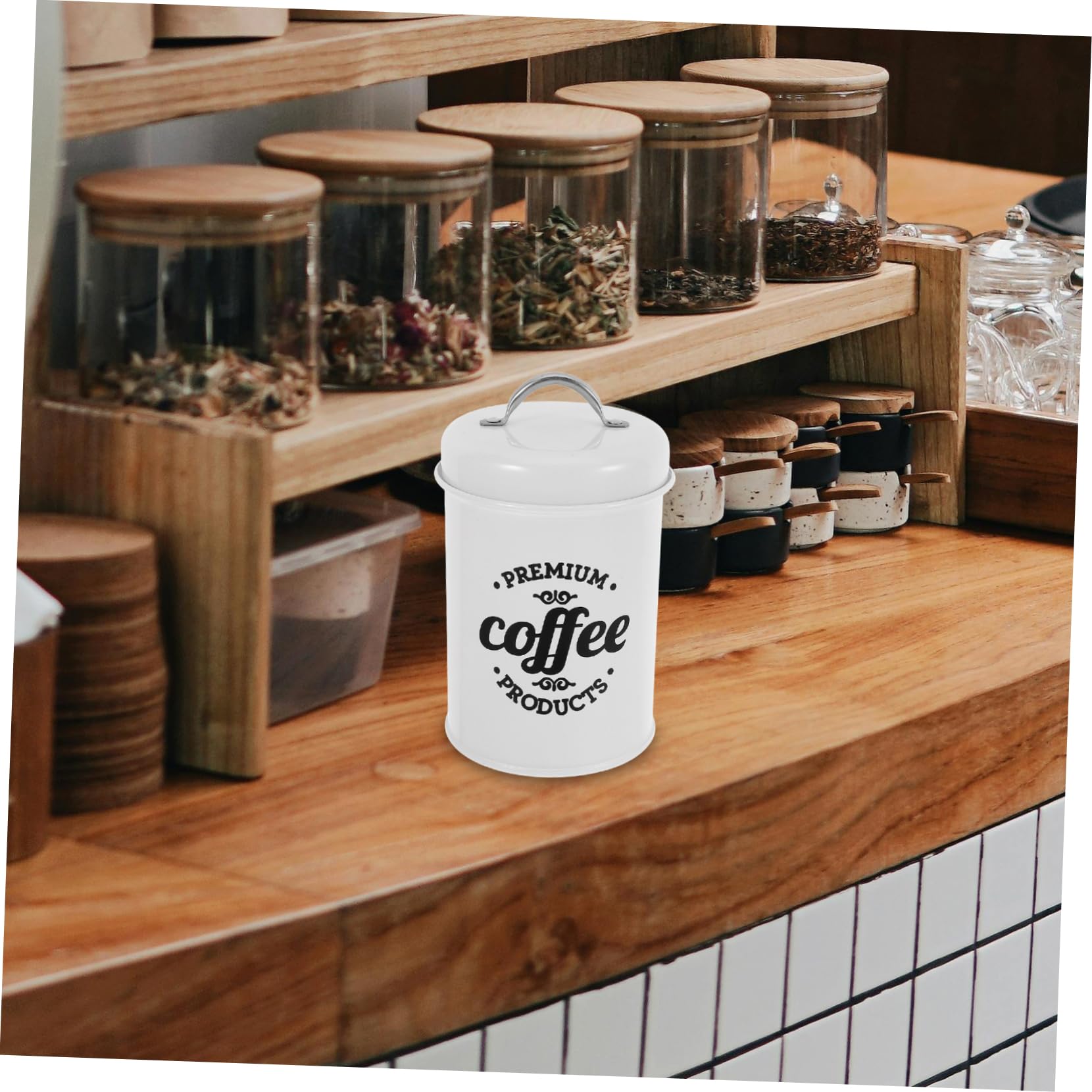 TOPBATHY Set 3 Barattoli per Caffè e Zucchero in Ferro, Chiusura Ermetica, Salvaspazio, Design Europeo Elegante per Cucina e Ufficio
