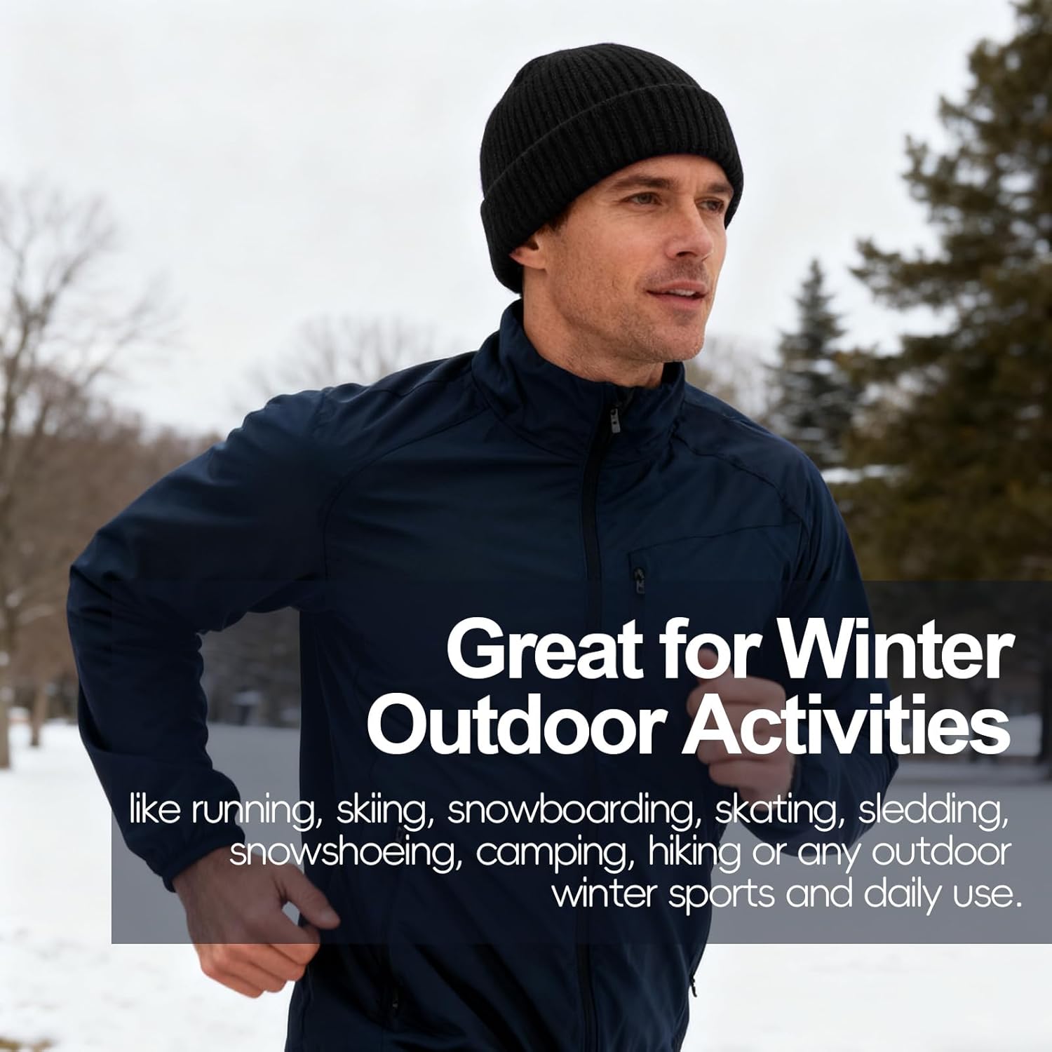 Oversized L/XL/XXL Merino Wool Beanie Hat for Men Big Head Cuffed Watch Cap Warm Soft Knit Winter Hat - Image 8