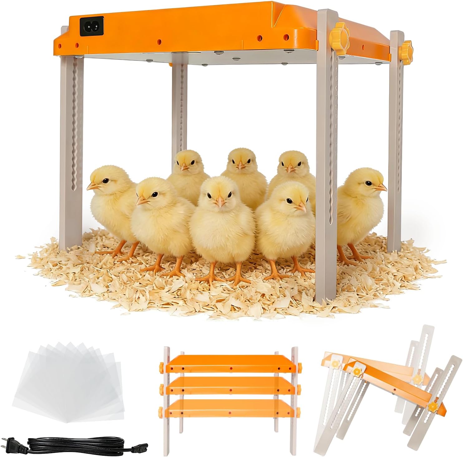 Chicken Coop Heater, Briidea Chick Brooder Heating Plate with 110–130℉ Constant Temperature for Chick Safety, Adjustable Height & Angle, Mother-Hen-Like Comfort, Indoor & Outdoor Use for 15 Chicks
