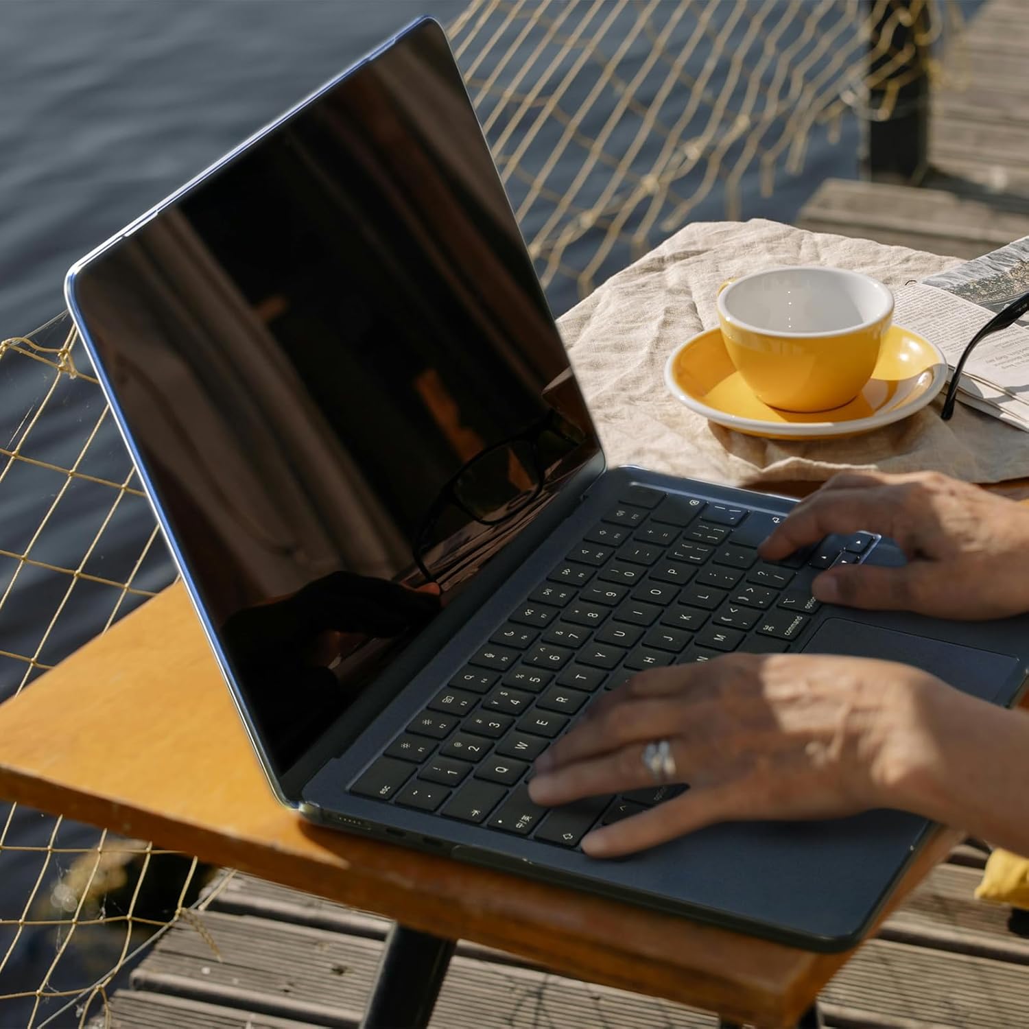 EooCoo Compatible with MacBook Air 13 inch Case 2026 2025-2022 M4 M3 M2 Model A3240 A3113 A2681, Mac Air 13.6 inch Clear Hard Shell & Keyboard Cover & Screen Film & Type-C, Crystal Midnight - Image 8