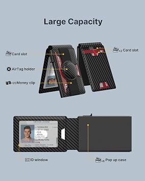 typecase Wallet for Men with AirTag Holder: Stealth Pocket for Apple Air Tag, Genuine Leather, RFID Blocking, Smart, Slim, Minimalist - 13 Card Capacity | ID Window | Cash Slot (Carbon Fiber)