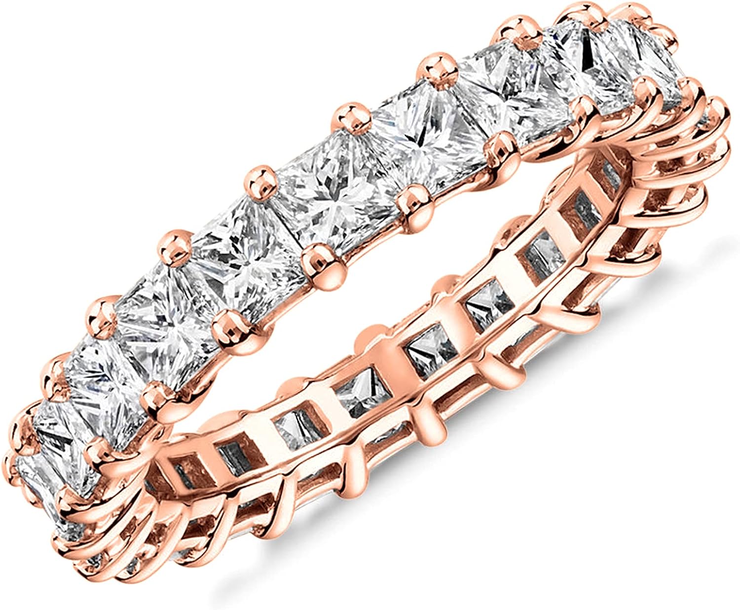 PAVOI 14K Gold Plated Rings Cubic Zirconia Love Ring | 3mm Princess Cut Stackable Rings for Women | Gold Rings for Women : Clothing, Shoes & Jewelry