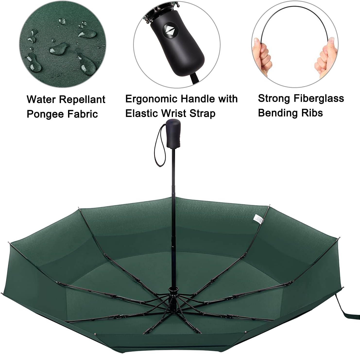 G4Free 42 Inch Compact Travel Umbrella, Windproof Small Folding Backpack Umbrella for Rain, Auto Open and Close Button(Red)