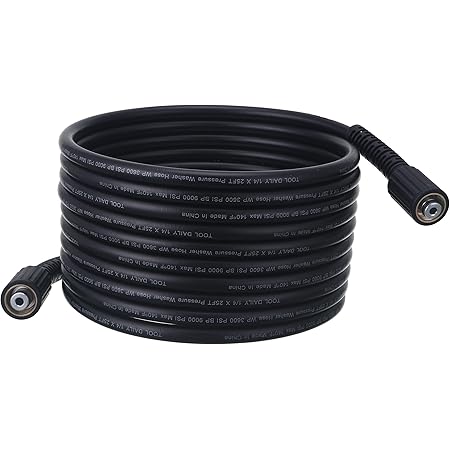 Tool Daily High Pressure Washer Hose, 25 FT X 1/4 Inch, 3600 PSI, M22 14mm, Replacement Power Washer Hose for Most Brands