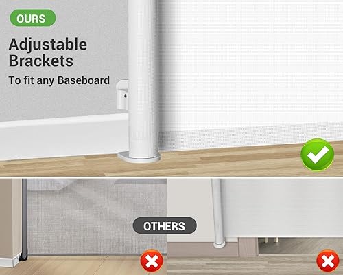 Miniatura 4 de Newnice Puertas retráctiles para bebés de 120 pulgadas, puerta extra ancha para perros para la casa, puerta de bebé extra larga para puertas, puerta