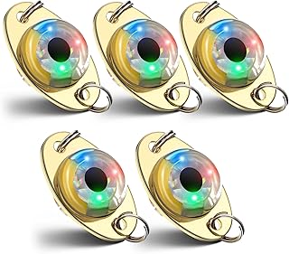 Skylety LED Fishing Lures Lighted Fishing Spoons Underwater Flasher Bass Halibut Saltwater Trolling Deep Drop LED Lighted Bait Flasher