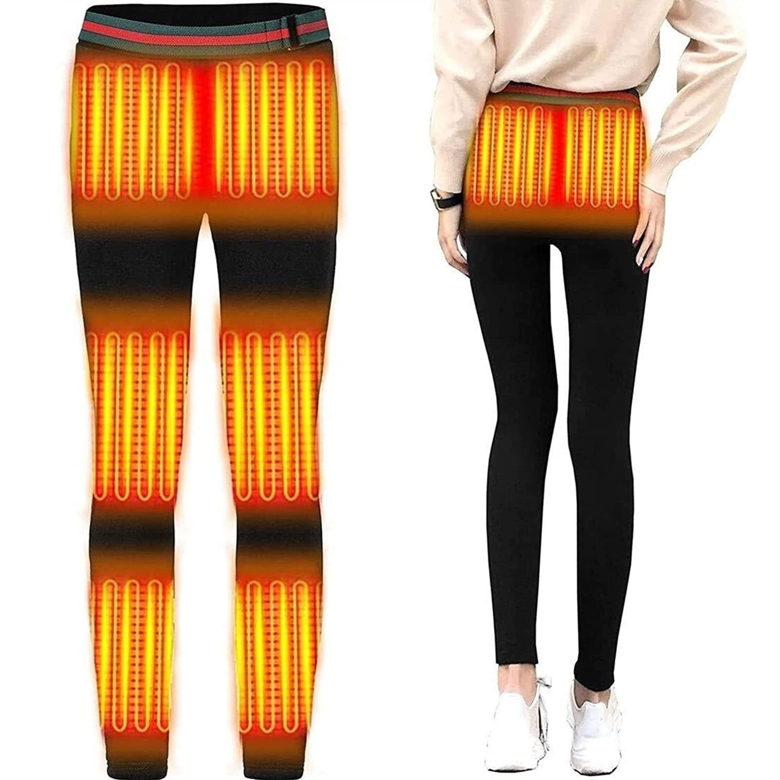 Pantalones Térmicos Eléctricos Ropa Interior Térmica Aislada con Ajuste de Temperatura de 3 Niveles para Mujer Negro Talla L