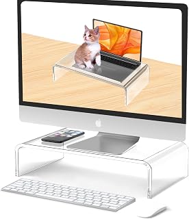 Acrylic Monitor Stand Riser Clear Laptop Stand Riser L15"xW7.5"xH4"