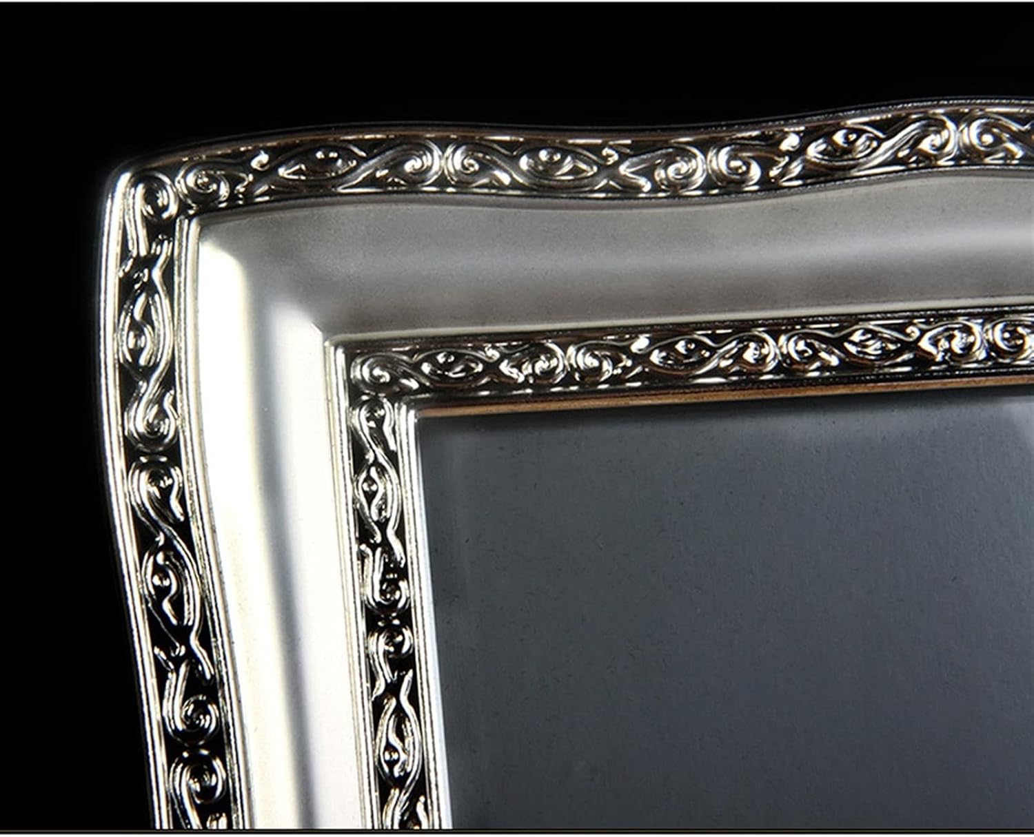 Photo Frame Silver Plated Photo Frame with Brushed Metal Pattern Border 4x6 Picture Frames Single Photo Frame for Wall Mount & Table Top Display Display Pictures(8x10 inches)