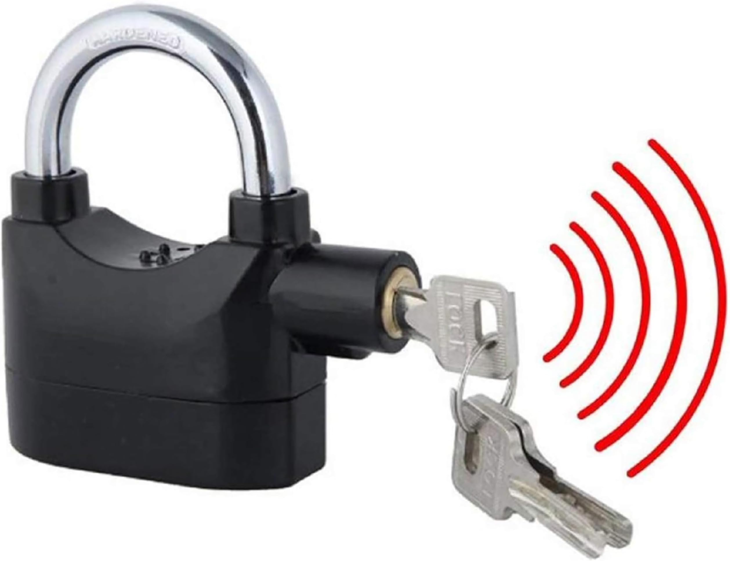 Sponsored Ad - Security Alarm Metallic Lock System | Waterproof Black Anti-Theft Siren 110DBA Alarm Anti potong Padlock for Universal Use | Thickened Shackle Lock with 3Keys(1Pcs) | Black