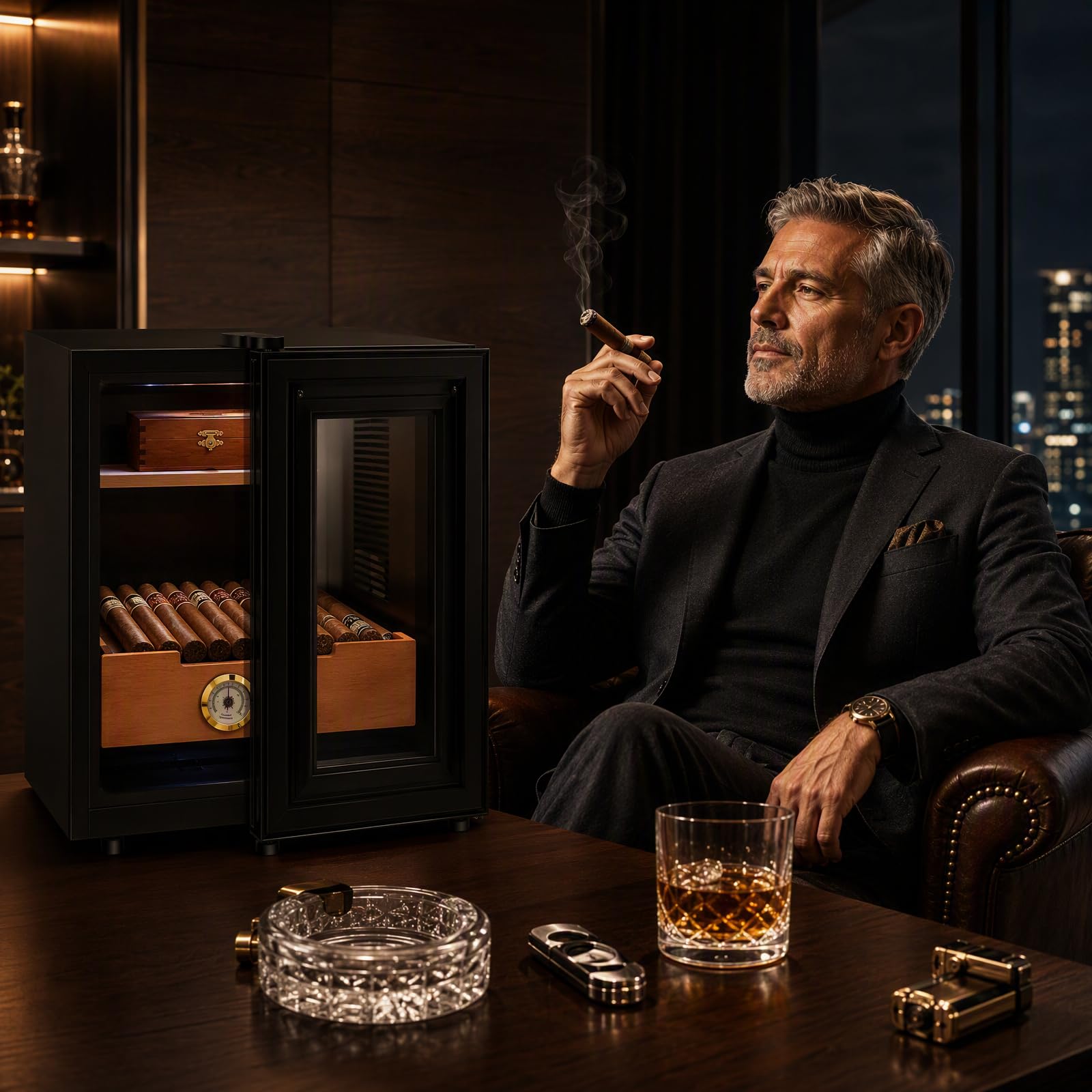 Electric Cigar Humidors 23L Glastür Kühlkontrollsystem Gifts for Men