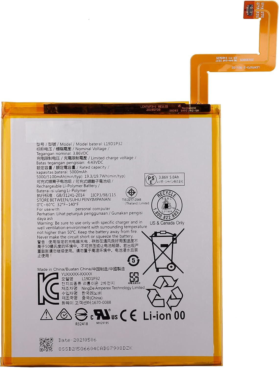 Akumulator L19D1P32 kompatybilny z Lenovo Tab M10 Plus TB-X606F z narzędziami