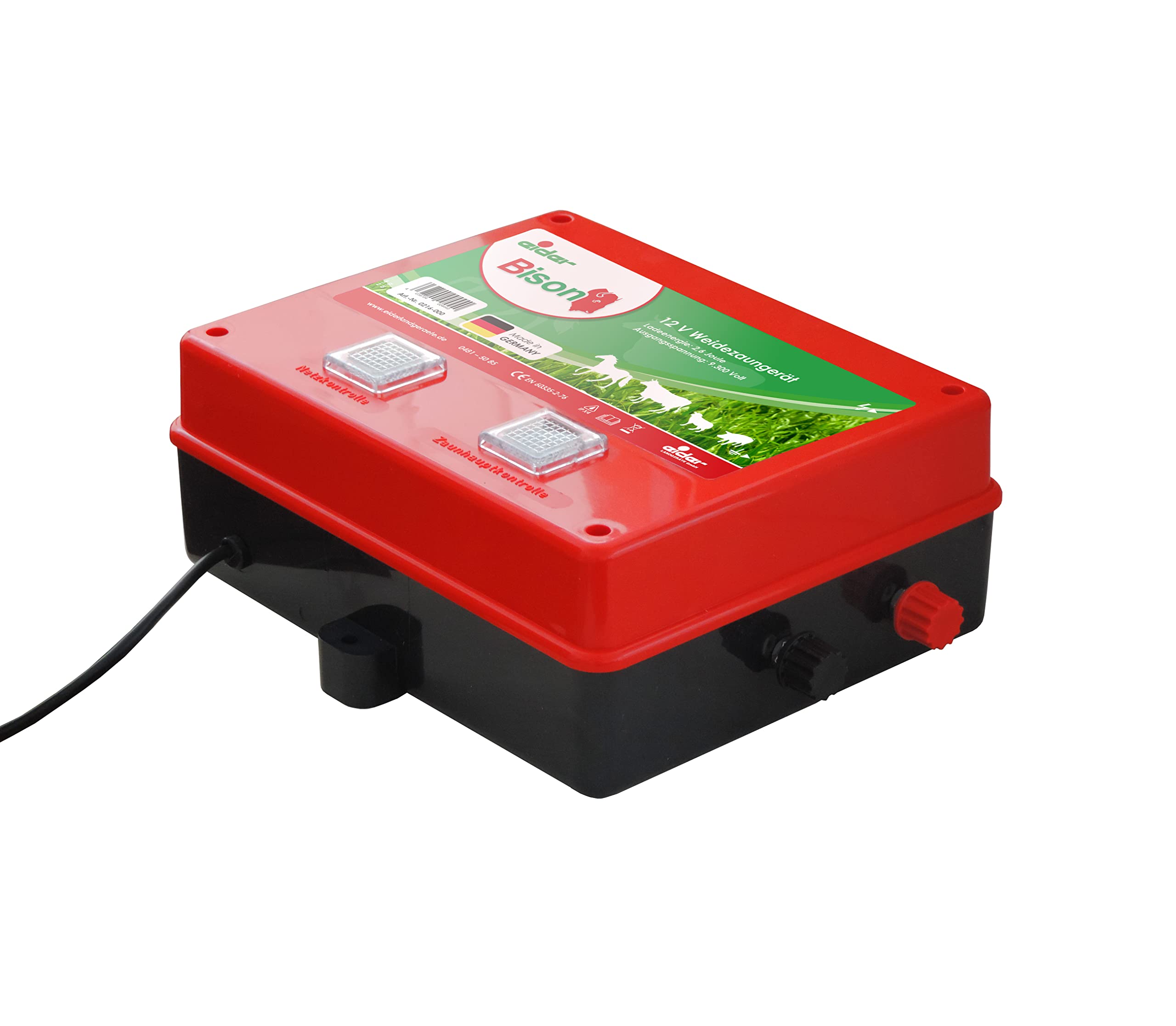 Eider Weidezaun-Set: 12 Volt Weidezaungerät Bison inkl. Transportbox & Diebstahlschutz - schlagstarkes Batteriegerät für einen hütesicheren Zaun