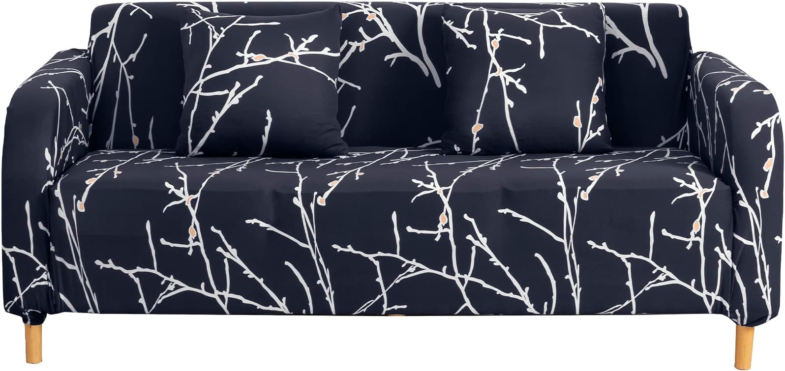 Lamberia Printed Sofa Cover Couch Cover for 2 Cushion Couch High Stretch Loveseat Cover Slipcovers with Two Free Pillow Case Fit Sitting Width Between 54" to 67" (Deep Teal, Loveseat)