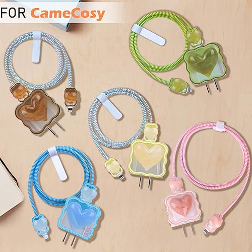 Miniatura 7 de Precioso protector de cable para cargador de iPhone, bonito diseño de mármol 3D de ondas de corazón, cargador USB de línea de datos, protector de