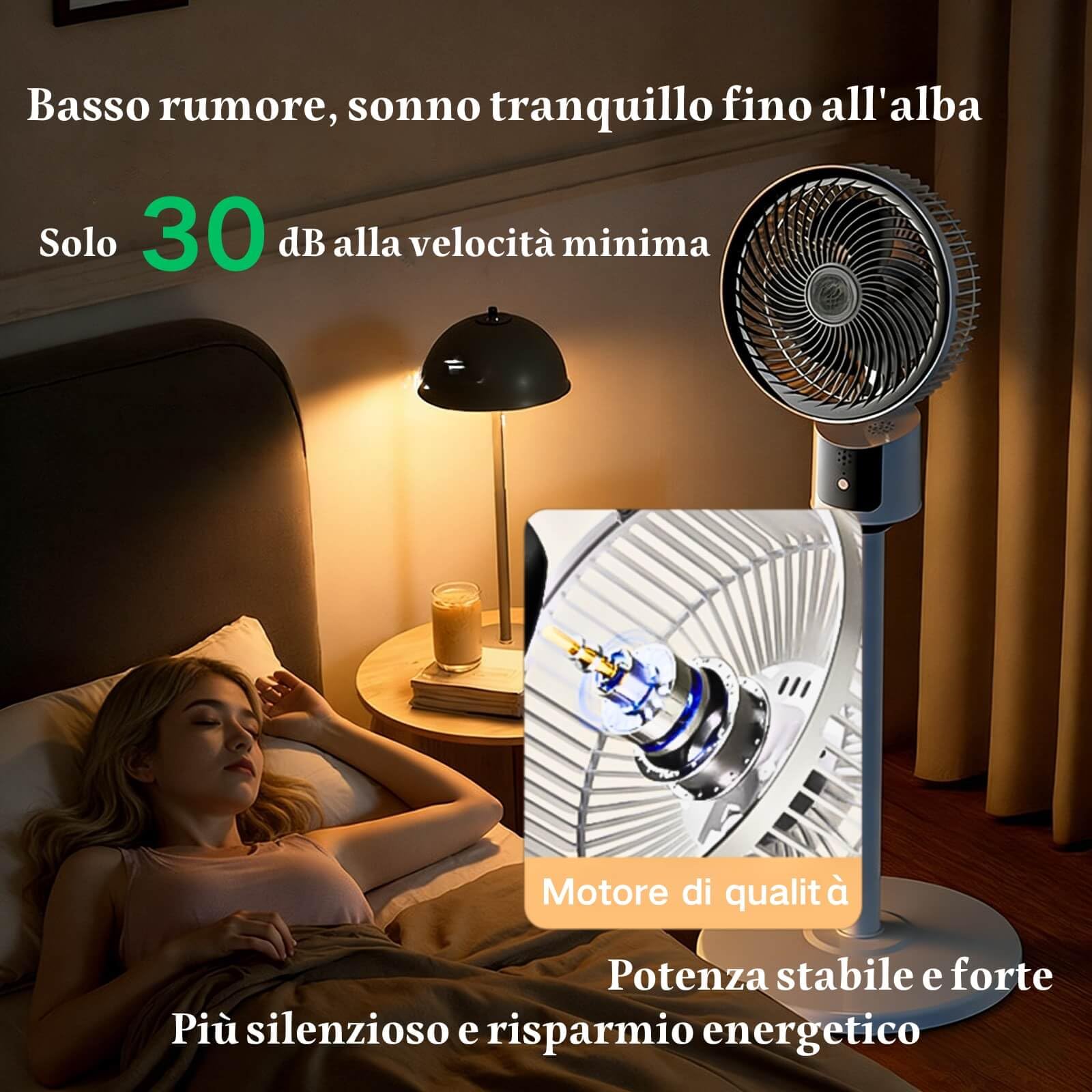 Ventilatore a Piantana, Ventilatore Silenzioso per Camera da Letto, Ventilatore a Piantana Oscillante, 3 Velocità, Oscillante, Risparmio Energetico, per Camera da Letto, Soggiorno, Ufficio