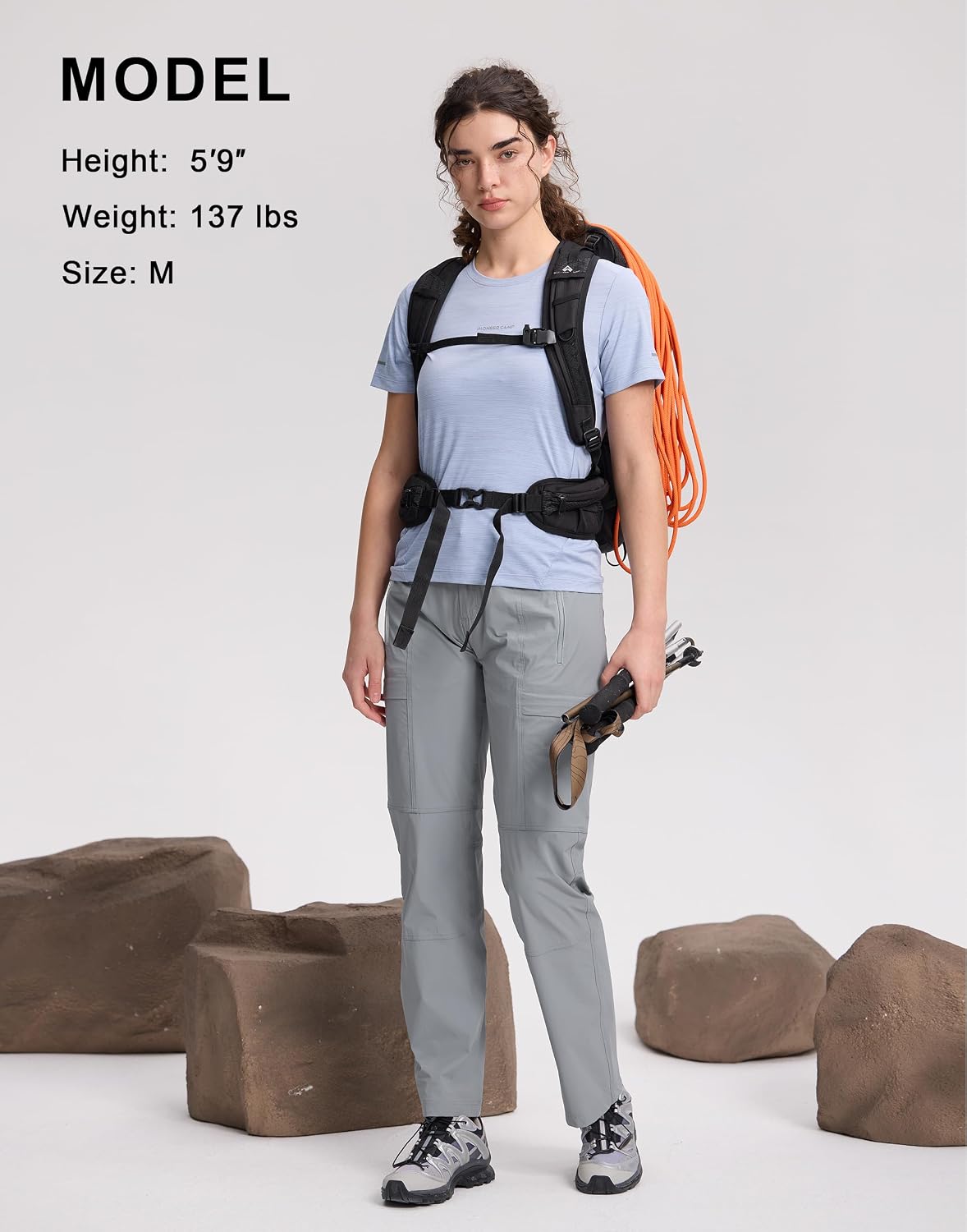 Pioneer Camp Women's Cargo Hiking Pants Packable Ultra-Light UPF100 Stretch Work Travel Pants with 4 Pockets Trail Outdoor