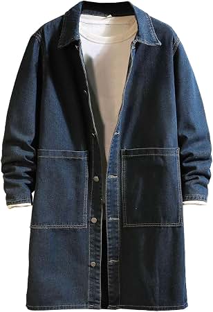 ジャケット・アウター POUR HOMME 23AW Denim Trench Coat Amazon.com: Sdeycui Men's Denim Trench Coat Long Jean Jacket