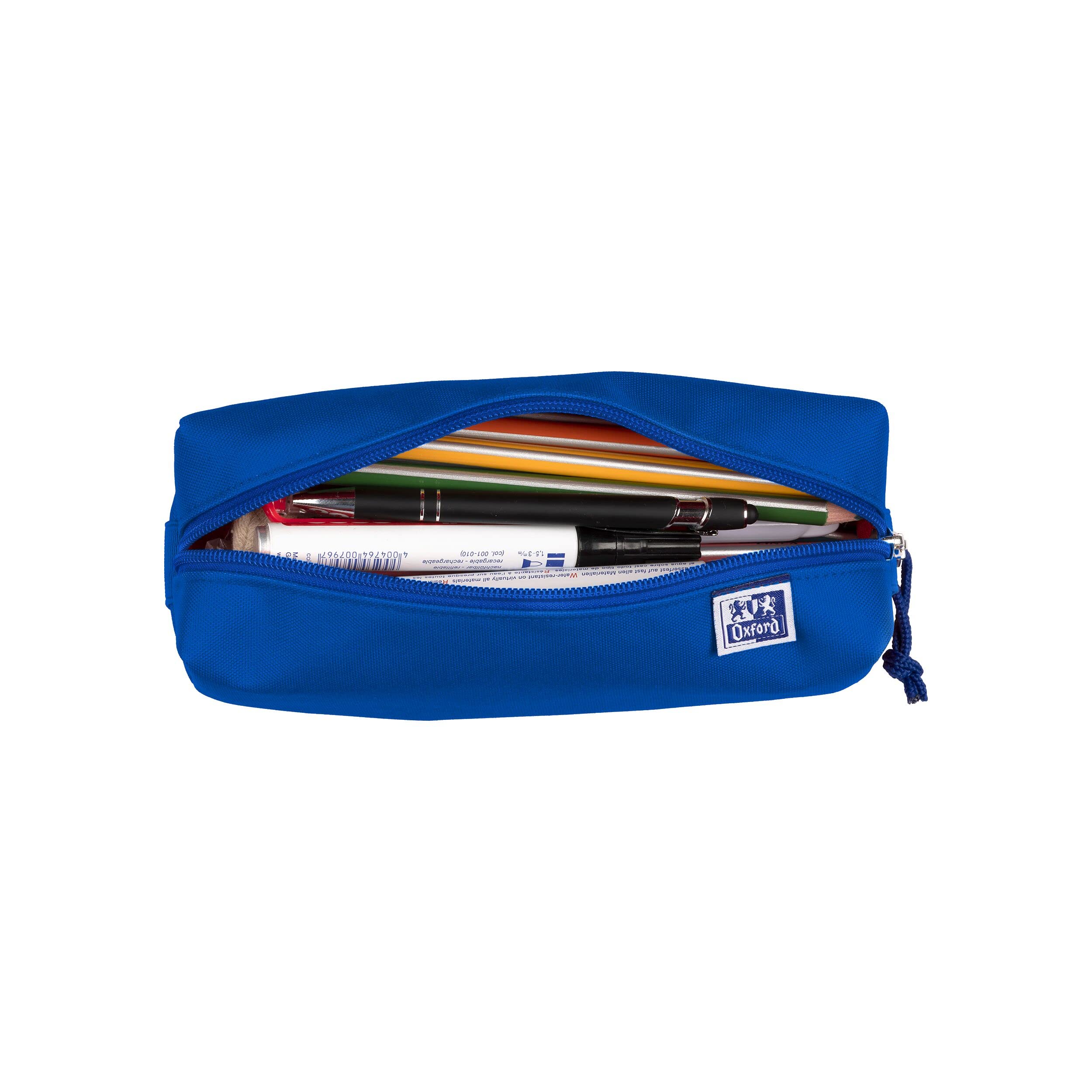 Oxford Girls Boys Rectangle Large Durable Pencil Case Blue