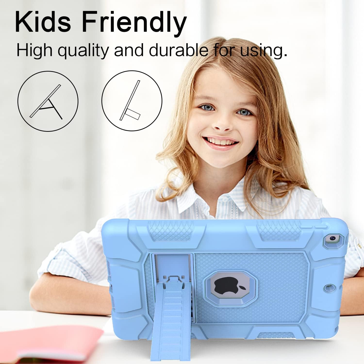 Azzsy Case for iPad 9th Generation/iPad 8th Generation/iPad 7th Generation (10.2 Inch, 2021/2020/2019 Model), Heavy Duty Shockproof Rugged Protective Case for iPad 10.2 inch, Sky Blue