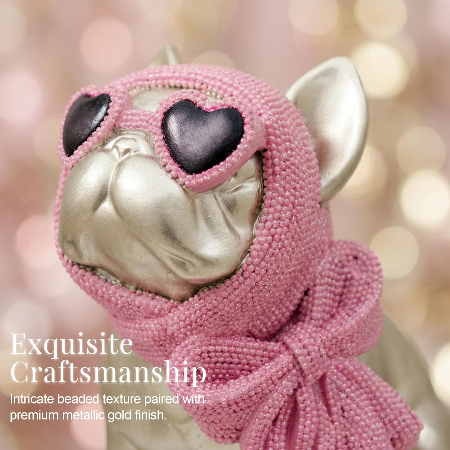 Gold French Bulldog Statue, Resin Dog Figurine Sculpture Decor image 3