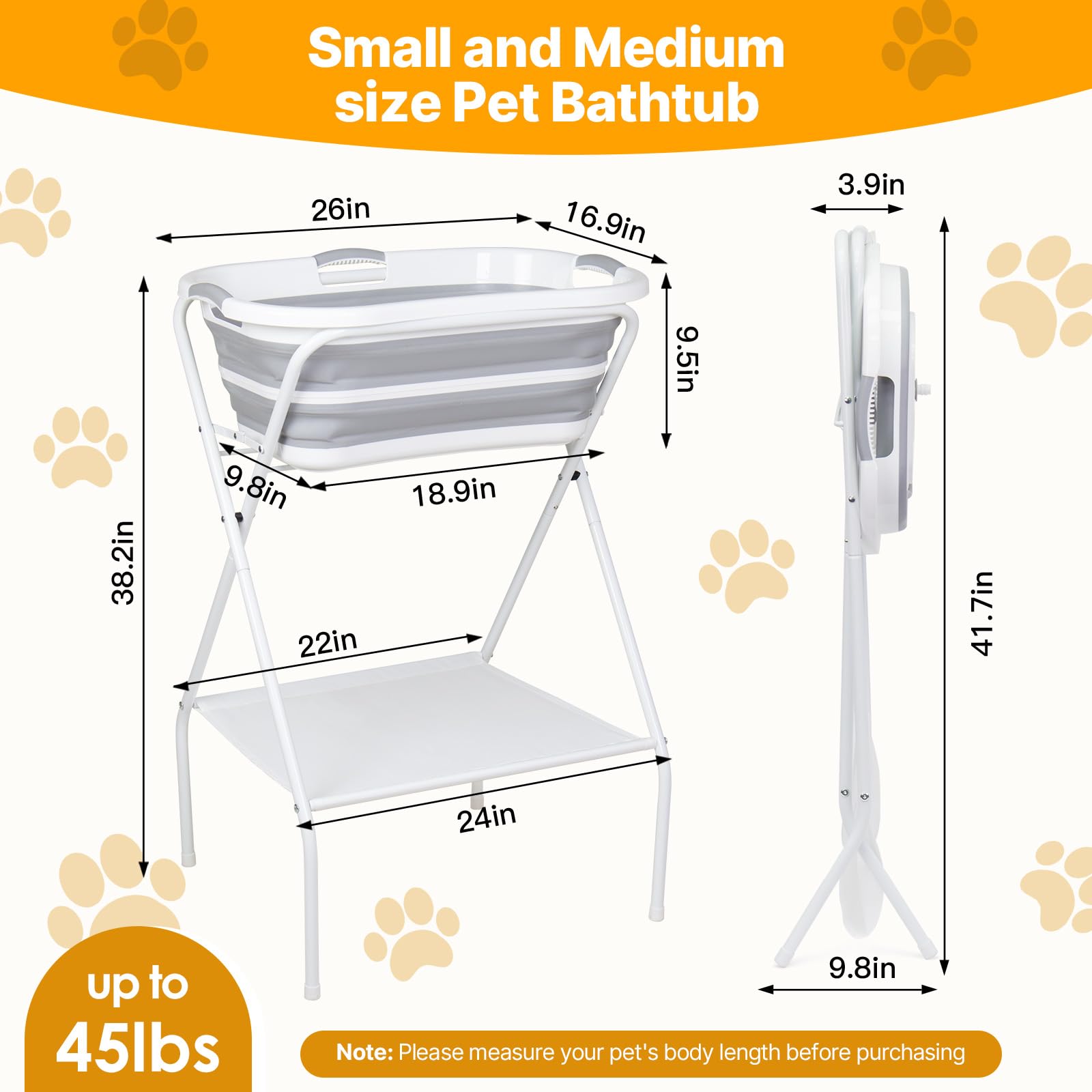 beberoad Baignoire surélevée pour chien de compagnie, station de lavage pour toilettage, baignoire de douche pliable, portable pour petits chiens, chats, animaux domestiques, intérieur et extérieur