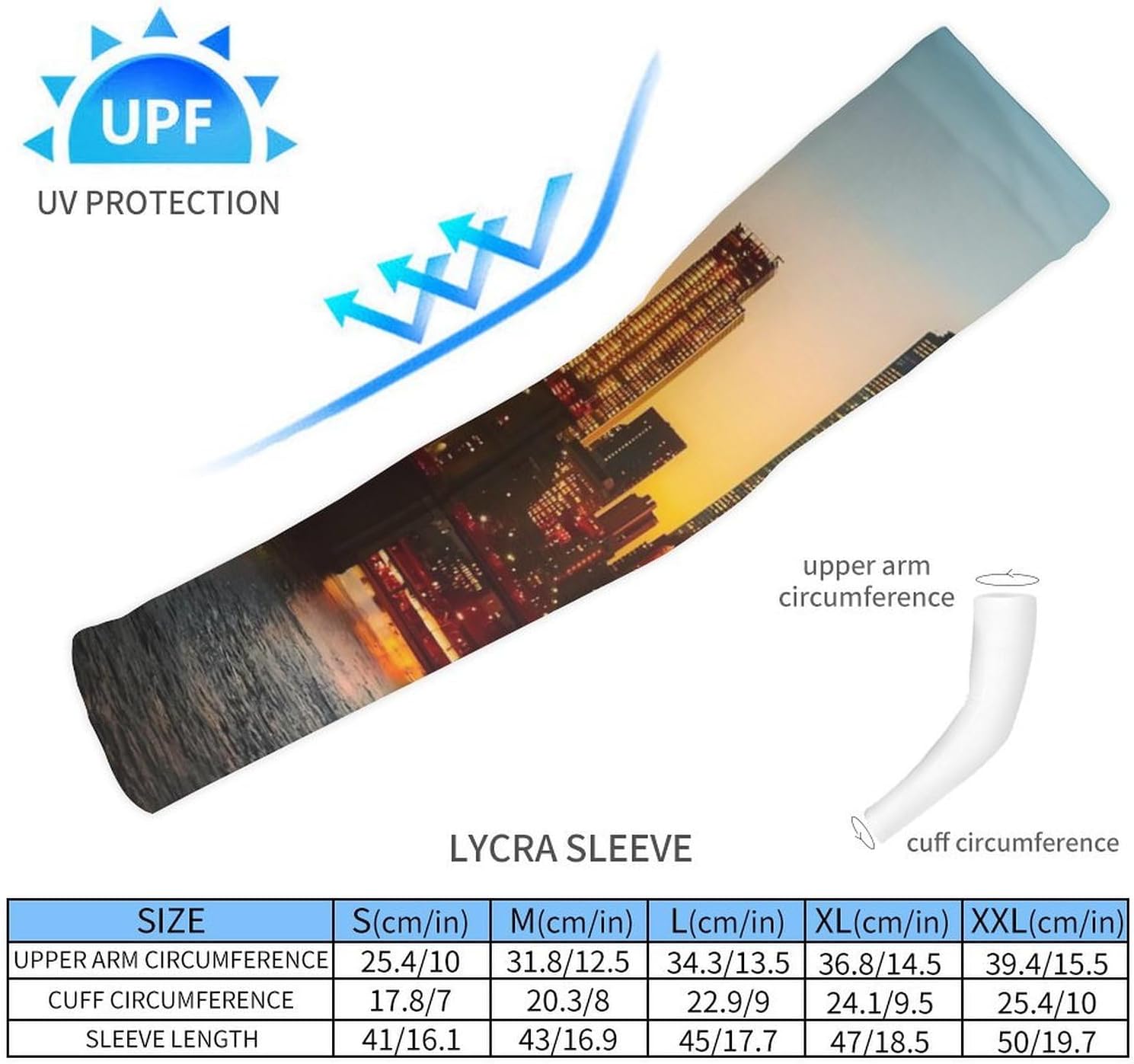 New York City Manhattan Bridge Skyline Arm Sleeves Cooling Sun Protection Sports Compression for Golf Basketball