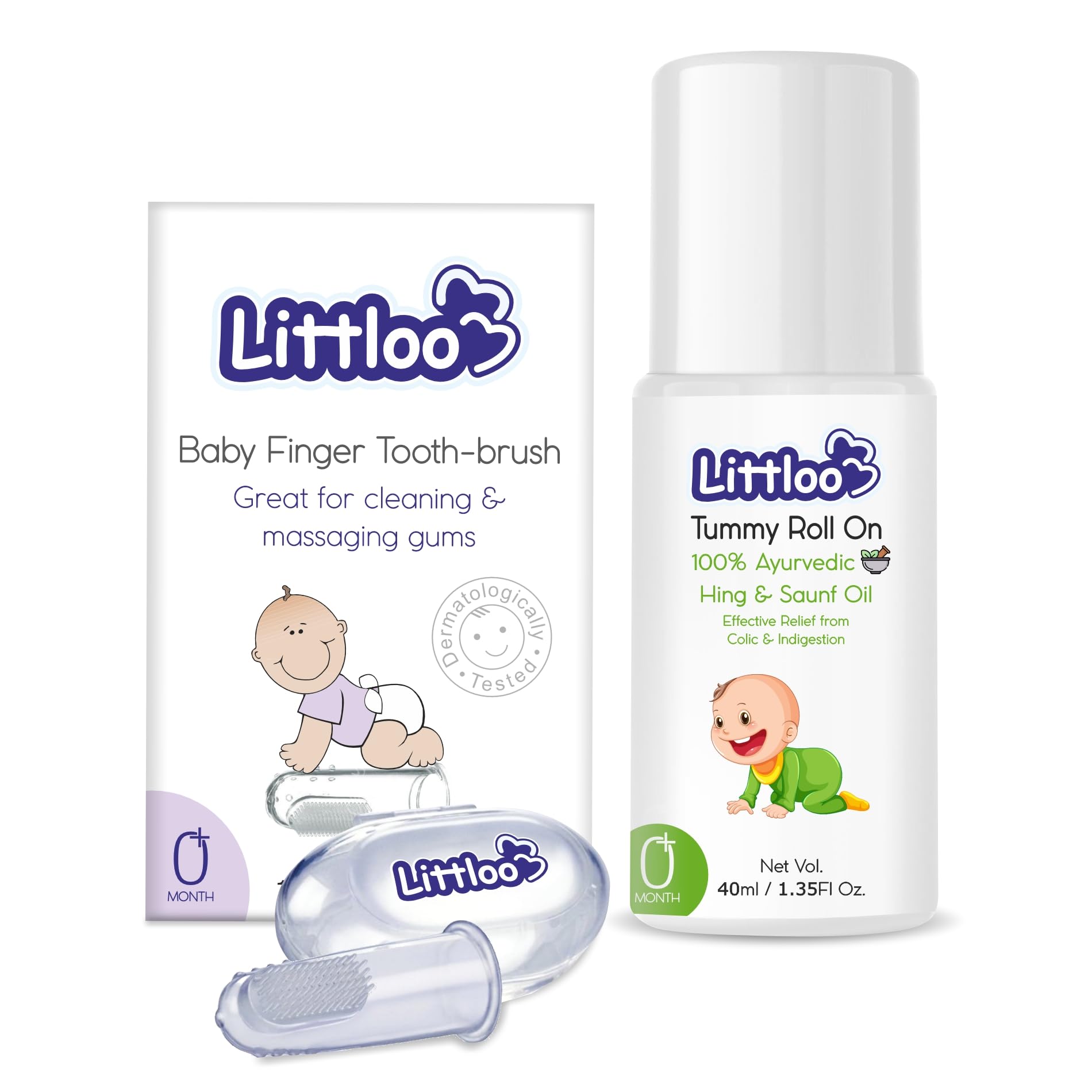Littloo Baby Finger Toothbrush & Tummy Roll-On Combo | Gentle Oral Hygiene & Colic Relief | 100% Silicone Toothbrush & Ayurvedic Hing & Saunf Oil | Safe & Dermatologically Tested | 0 Months+ (B0CYC7SD7T) Amazon Price History, Amazon Price Tracker